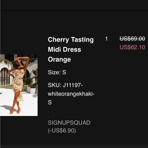 Midi orange dress worn once